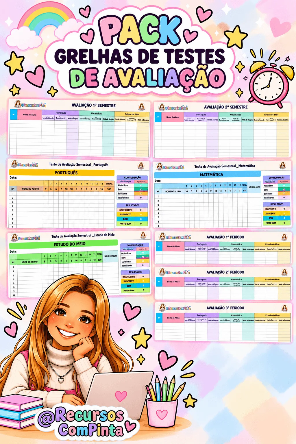 Pack das Grelhas dos Testes de avaliação